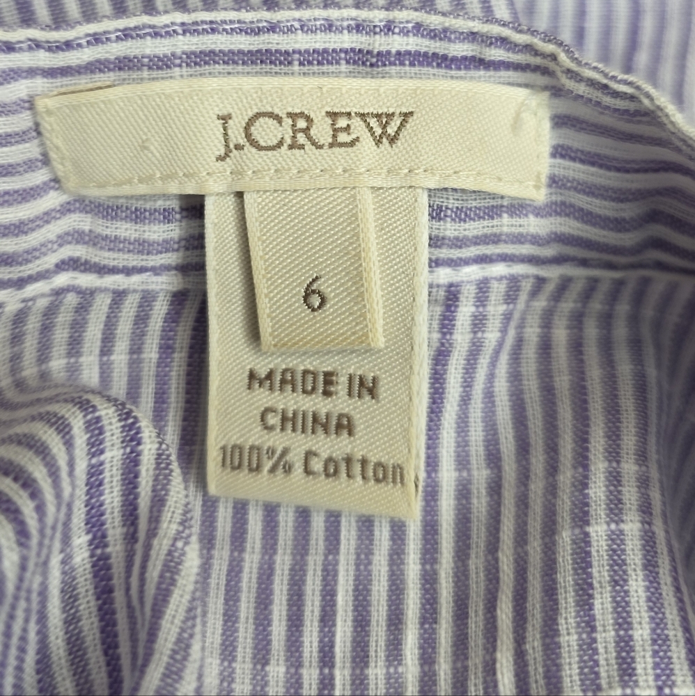 J. CREW Lavender White Stripe Popover Shirt - Size 6 - Picture 9 of 9